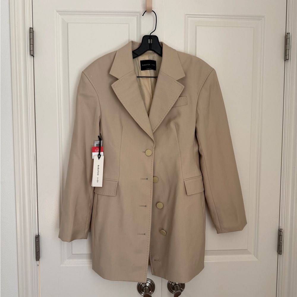 Aritzia Neutral Beige Longline Tailored Blazer